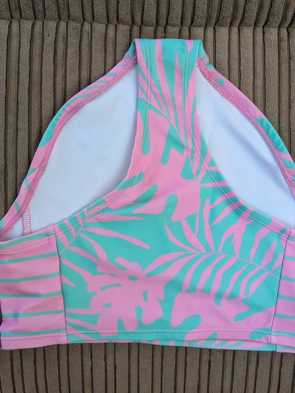 Kids Pink & Teal Tropical Two-Piece Swim Set Of Three- Girls